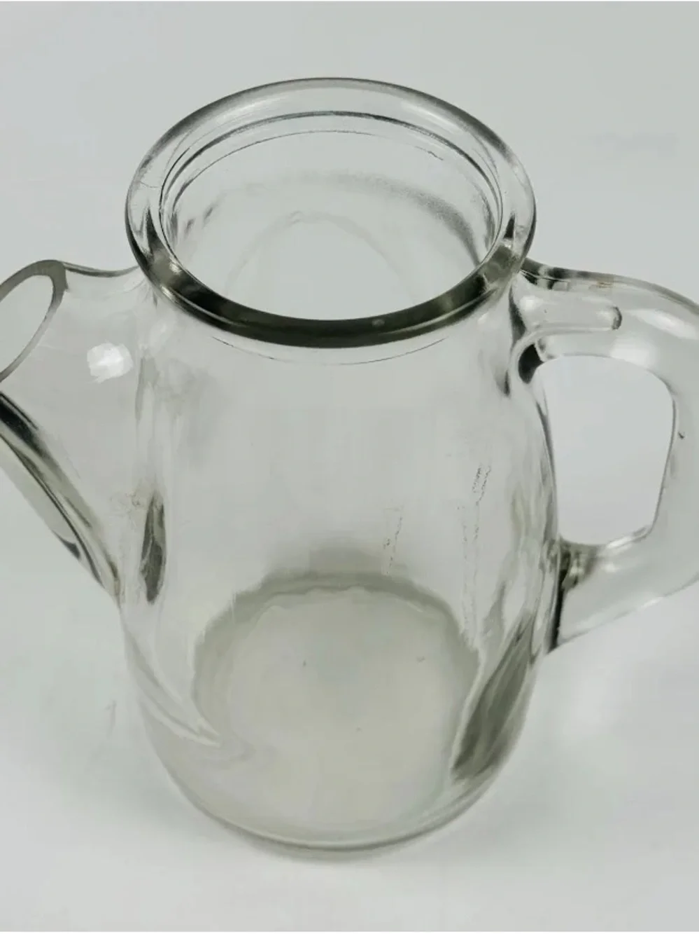 Vintage Clear Glass Snub Nose Pitcher